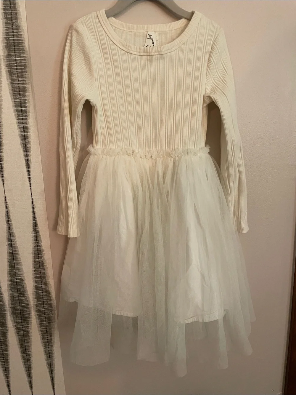 Cotton On Kids Girls Cream Long-Sleeve Tulle Dress ‘made for twirling’!